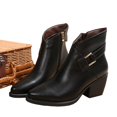 thumbnail image 6 of EKVAHL Women's Pointed Toe Ankle Boots, Chunky Mid Heel Zip Booties, Short Boots for Office Fall Occasions Black, 6 of 6