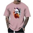 thumbnail image 2 of FDGIU Men's Halloween T-Shirt Plus Size Short Sleeve Shirts - Ghost Pumpkin Graphic Tee, Spooky Funny Costume Top, Loose Fit Short Sleeve Casual Shirt, 2 of 5
