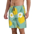 thumbnail image 2 of Kll Lemons Chamomile Flowers And Leaves Men'S Casual Summer Beach Shorts Hawaiian Shorts With Pockets-Medium, 2 of 9