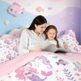 thumbnail image 5 of meiyoeat Cute Mermaid Print 7 Pieces Full Size Bedding Sets For Girls,Pink Cartoon Ocean Creatures Full Size Bed in a Bag,Pink Reversible, 5 of 7