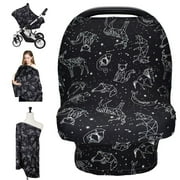 Nursing Cover Carseat Canopy, Rquite Car Seat Covers for Babies Mom Breastfeeding Scarf Infant Multi Use Cover Ups for Baby Stroller & Shopping Cart & Feeding High Chair -Large Size for Girl Boy