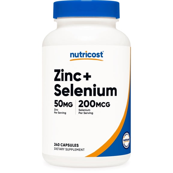 Nutricost Zinc (50mg) with Selenium (200mcg) 240 Capsules - Vegan, Gluten-Free, GMO-Free