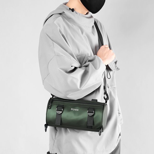 Bolsa De Hombro Bolso cruzado de nailon Bolsos cruzados cilíndricos para el ocio diario (Verde militar)