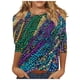 thumbnail image 2 of RKSTN Mardi Gras 3/4 Sleeve T Shirts for Women Top Oversized Crewneck Carnival Mask Print 3/4 Length Sleeve Shirt Womens Casual Round Neck Mask Tuesday Carnival Party Three Quarter Sleeve Tee Shirt, 2 of 5