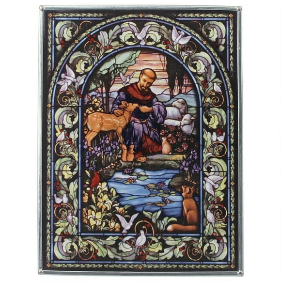 St. Francis of Assisi Stained Art Glass Window Hanging