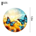 thumbnail image 2 of 12 Inch Wall Clock Battery Operated Silent Clock Decorative for Office, Kitchen, Outdoor, Living Room，Beautiful Blue Butterflies Flying Among The Flowers Exquisite, 2 of 4