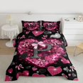 thumbnail image 2 of Homewish Monogrammed P Bedding Comforter Set for Girl, Glitter Love Heart Twin Comforter Sets, Romantic Anniversary Theme Reversible Bedding Set, Lightweight Room Decor, 2pcs, 2 of 8