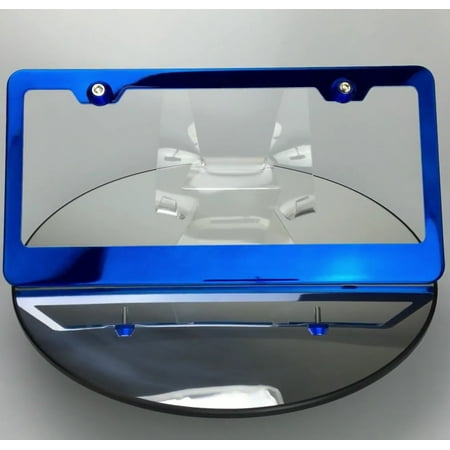 Blue License Plate - Regular Style Powder Coated Candy Blue Stainless Steel License Plate Frame with Aluminum Screw Cap