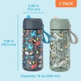 thumbnail image 7 of Bentgo Water Bottle 2-pack - Leak-proof Durable Tritan 15 Oz Cup For Kids/toddlers Ages 3+; Bite & Sip Spout + Dishwasher Safe School/sports/daycare/camp (dinosaur/dino Fossils), 7 of 7