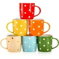 thumbnail image 1 of GFDYREE 6 Pack Ceramic Coffee Mugs, 12 Oz Polka Dot Coffee Mugs Colorful Porcelain Mug Set for Coffee, Tea, Milk, Hot Chocolate, 1 of 6