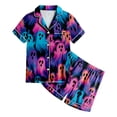 thumbnail image 5 of KPOPLK Girls Short Sleeve Halloween Pajamas Set for Kids Cute Print Collared Tops and Shorts Pjs Set Satin Silk Lightweight Kids Halloween 2 Pieces Outift,Size 8-9 Years, 5 of 5