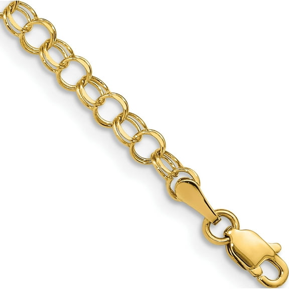 14K Yellow Gold 14Ky Solid Double Link Charm Bracelet Made In Peru do507-8