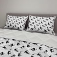 thumbnail image 2 of Cat Comforter & Sham Bedding Set, Domestic Animals Chasing After Yarn Balls Jumping Playful Kitties Feline Fun, 3 pcs Duvet Set Microfiber Filling Quilt, 5 Sizes, Black White, by Ambesonne, 2 of 4