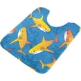thumbnail image 3 of Bathroom Rug Toiletry Mat Set Orange Sharks Print, Soft Absorbent Bath Rug and U-Shaped Toilet Rug, Non-Slip Bath Carpet, Machine Wash Dry, Bath Mats for Bathroom 17.3"x13.4"+23.6"x15.7", 3 of 5