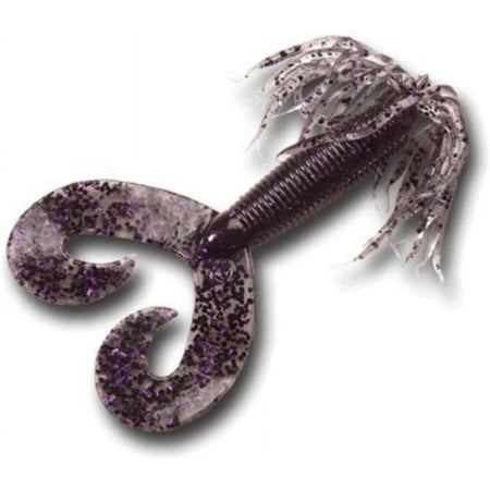 Skirted Grub Double Tail Grub 1 5in Green Pumpkin/Purple Flake HG5D10-35