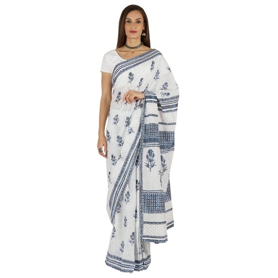 Atasi PrintedCotton FloralSareeFor WomensTraditional Indian WearSareeWith Stitched Blouse