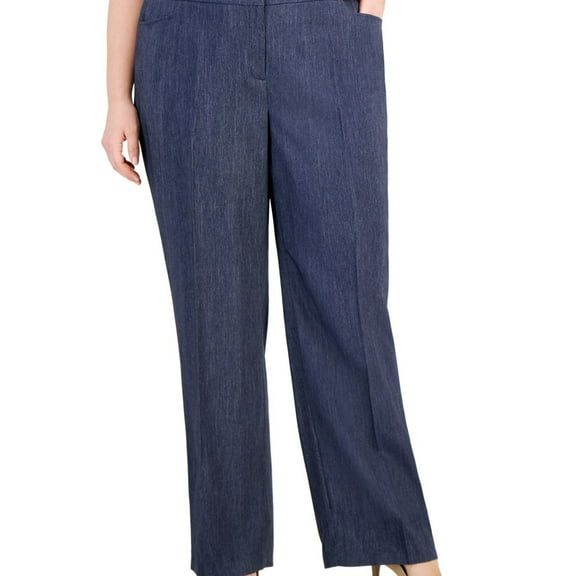 Kasper Womens Denim Dress Pants, Blue, Plus Size, 22W
