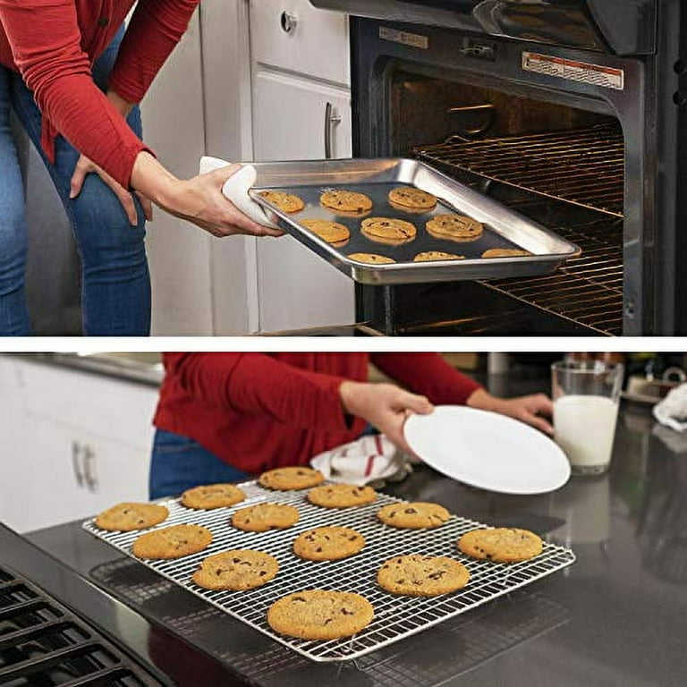 Ultra Cuisine oven-safe baking pan with cooling rack set - quarter sheet pan  size - includes premium