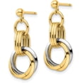 thumbnail image 2 of Gold 14K Two-tone Polished Intertwined Circles Post Dangle Earrings - 25mm- Made In Italy, 2 of 6