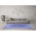 thumbnail image 3 of Ahgly Company Machine Washable Indoor Square Medallion Blue Traditional Area Rugs, 4' Square, 3 of 4