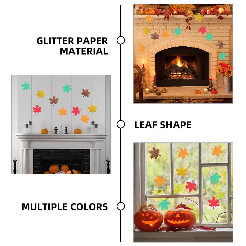 WASHWEPE 30Pcs Fall Leaves Table Decor Maple Leaf Shape Mixed Color Paper For Thanksgiving Day Celebrations