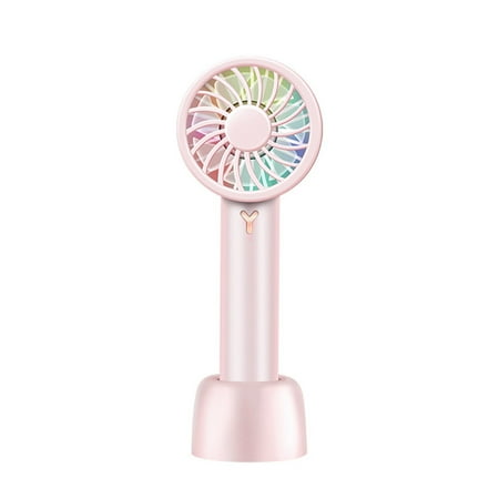 

Thinsont Handheld Fan 3 Speeds USB Rechargeable Portable Summer Cooling Device Travel Cordless Battery Operated Office Cooler Gift Pink with Light