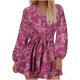 thumbnail image 1 of Mujeres Pantalones Cortos Casual, Floral V-Cuello Sudadera Romper, Cintura Elástica de Moda con Bolsillos Verano, 1 of 5