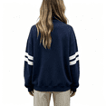 thumbnail image 4 of Sewkxo Women Half Zip Striped Pullover Lapel Zipper Up Long Sleeve Sweatshirts Solid Trendy Loose Fit Casual Quarter Zip Tops,Navy L, 4 of 5