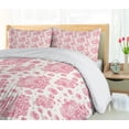 thumbnail image 5 of Ambesonne Coral Duvet Cover Sets, Peonies English Roses, 2-Queen, Dark Coral Pale Pink, 5 of 7
