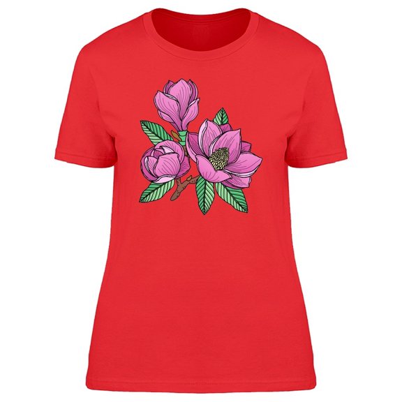 Purple Magnolias And Leaves Tee Women's -Image by Shutterstock