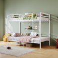 thumbnail image 2 of Leumius Metal Bunk Bed Twin Over Twin,Heavy Duty Bed Frame with Safety Guard Rails and Space-Saving Design,Steel Bed for School, Bedroom,White, 2 of 11