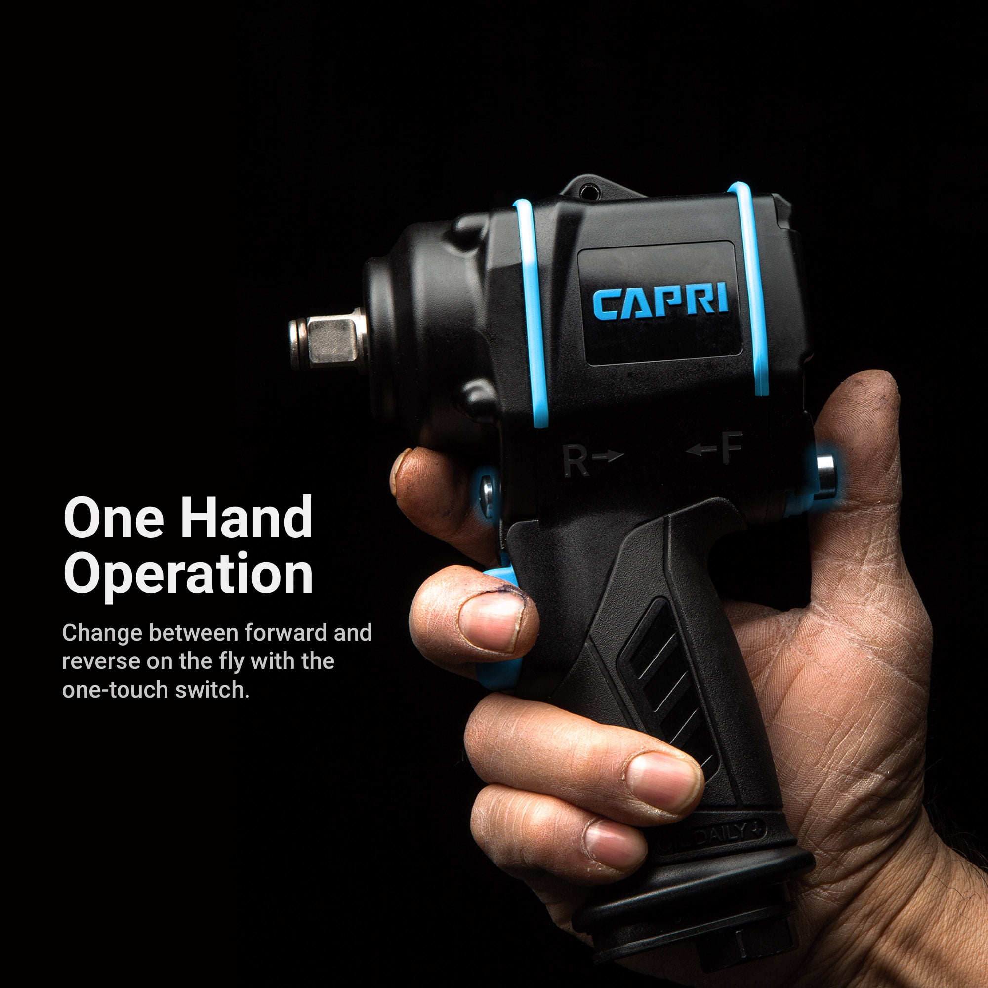 Capri Tools 1/2 in. Stubby Air Impact Wrench, 450 ft. lbs.