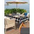 thumbnail image 5 of Outdoor Tablecloth with Umbrella Hole for Patio/Picnic/Party/Camping, Black Plaid Waterproof Table Cloth Rectangle Table Cover Washable, Farmhouse Black White Checkered (60"x 102"), 5 of 9