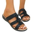 thumbnail image 1 of Sandales Pantoufles à Talon Compensé pour Femmes 2025 Plage Bohème Été Fleur Bout Ouvert Mules Habillées Dames Talon Bas à Enfiler, 1 of 8