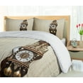 thumbnail image 5 of Ambesonne Antique Duvet Cover Set, Wood Wall Carving Clock, Calking, Brown and Tan, 5 of 6