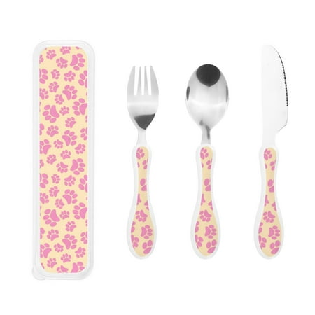

3 Piece Children S Knife Fork And Spoon Stainless Steel Tableware Christmas Halloween Family Dinner Kindergarten Outdoor Picnic Birthday Animal Cat Footprints