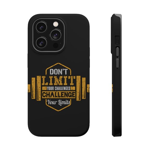 DistinctInk Tough Case for Apple iPhone 15 PRO (6.1" Screen), Compatible with MagSafe Charging - Don't Limit Challenges Challenge Limits