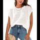 thumbnail image 3 of Top de Crochet con Cuello Redondo y Corta para Mujer, Color Cremoso, Talla XL, 3 of 8