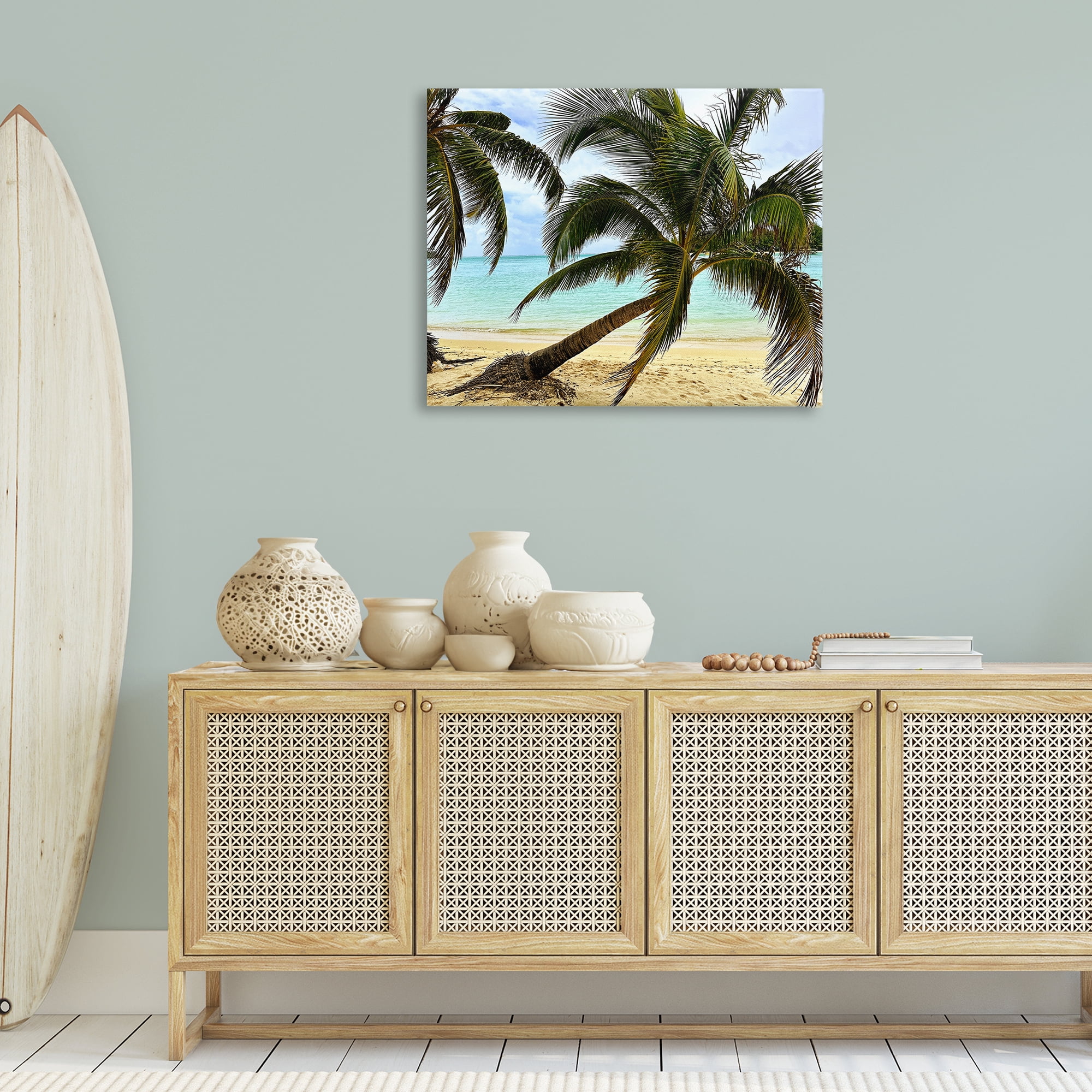 Stupell Industries Leaning Palms on Beach Landscape Photography Gallery Wrapped Canvas Art Print Wall Art, 40 x 30