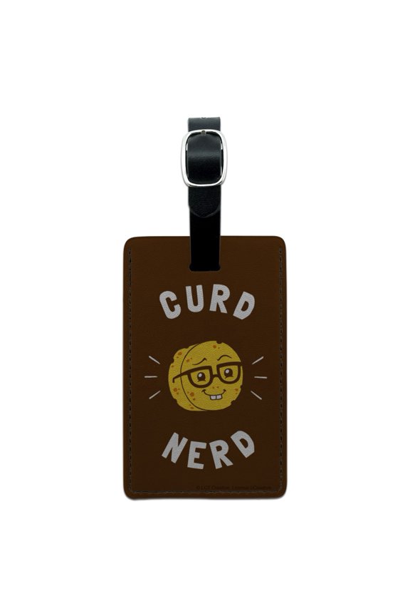 Curd Nerd Cheese Funny Humor Rectangle Leather Luggage Card Suitcase Carry-On ID Tag