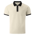 thumbnail image 4 of BRGZLK Mens Quarter Zip Blouses Summer 2026 Casual Color Block Waffle Knit Moisture Wicking Tops Short Sleeve Turn-Down Collar Dressy Golf Shirts Khaki M, 4 of 7