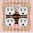 thumbnail image 1 of Metal Light Switch Plate Cover Naked Marshmallow Chocolate Cake Striped Wallpaper Pink CAK056, 1 of 13