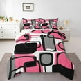 thumbnail image 1 of Erosebridal Pink Sqare Comforter Sets Queen Size,Abstract Stripes Bedding Queen Comforter Set,Geometric Decoration,Reversible,Breathable,3 Pieces, 1 of 8