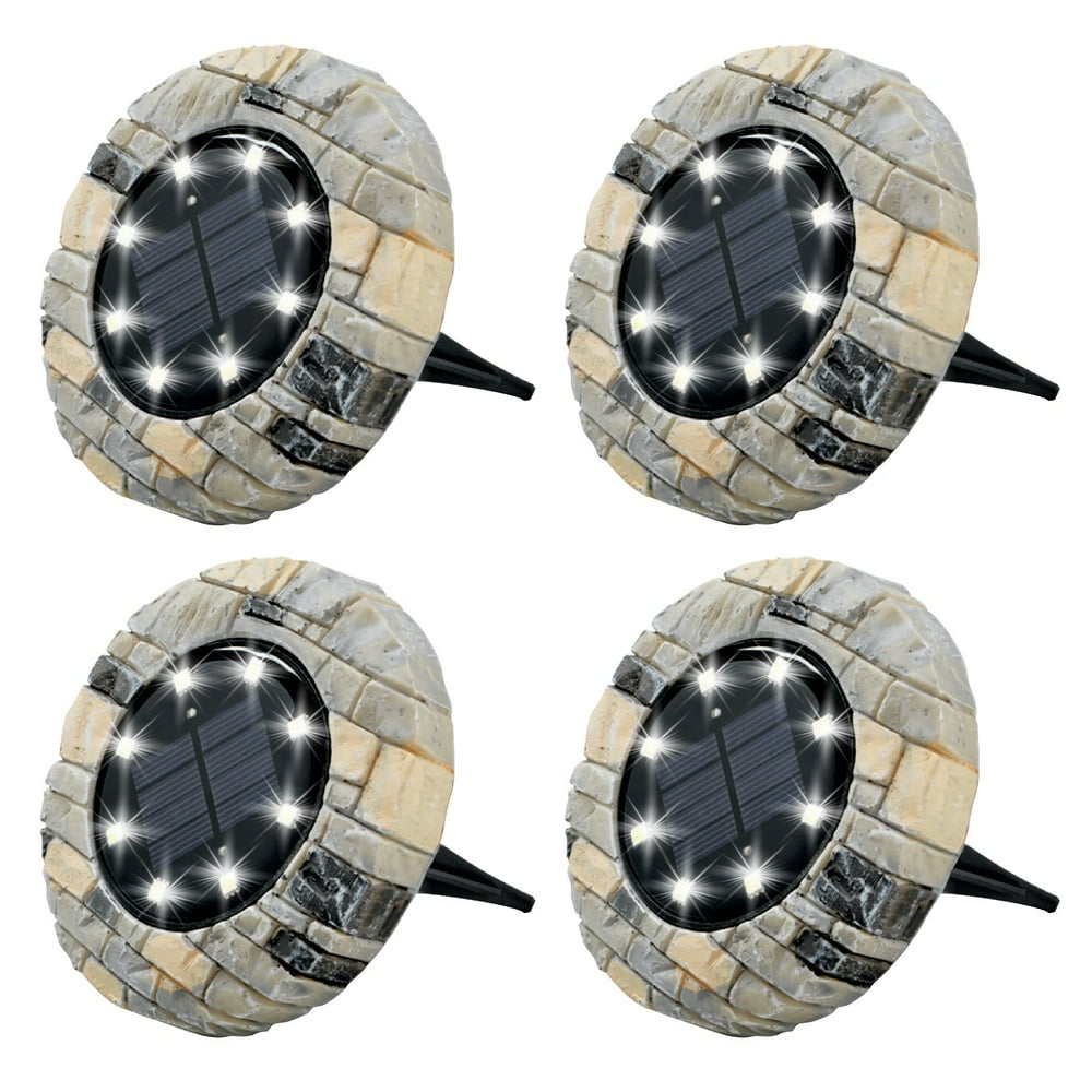 Bell+Howell Solar Disk Lights, Heavy Duty Outdoor Pathway Lights 8 LED
