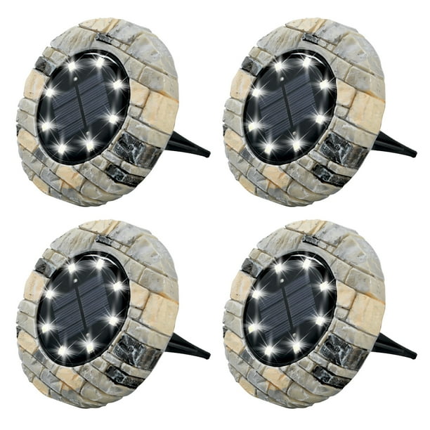 Bell Howell Solar Disk Lights Heavy Duty Outdoor Pathway 8 Led Auto On Off Water Resistant Stone 4 Pk Com Bell Howell Solar Disk Lights Heavy, Bell Howell Outdoor Lighting