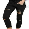 thumbnail image 1 of Women Ripped Jeans Skinny Pencil Pants Stretch Trousers, 1 of 6
