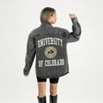 thumbnail image 2 of Women's Gameday Couture Black Colorado Buffaloes Oversized Style's the Limit Micro-Rhinestone Stripe Washed Denim Button, 2 of 6