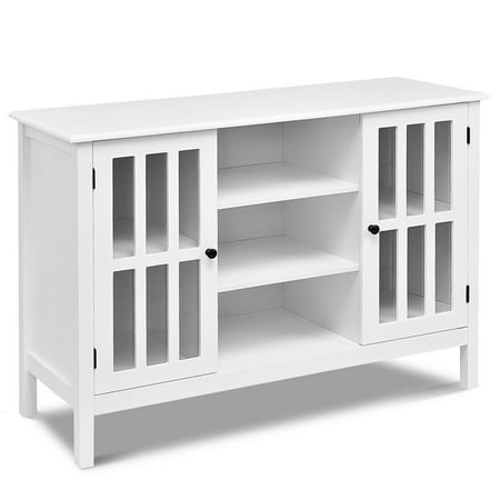 - Gymax Wood TV Stand Storage Console Free Standing Cabinet Holds Up To A 45'' TV