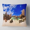 thumbnail image 2 of Designart Tropical Beach at Seychelles - Landscape Photography Throw Pillow - 18x18, 2 of 5