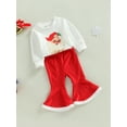 thumbnail image 4 of Autumn Christmas Kids Girls Suit 6M 12M 18M 24M 3Y 4Y Long Sleeve Cartoon Print Tops + Casual Bell-Bottoms Suit Xmas Clothes, 4 of 10